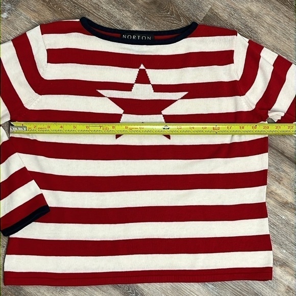 Norton Studio Petite Star and Stripes Sweater Red White Blue Women’s Size PL - Picture 6 of 14